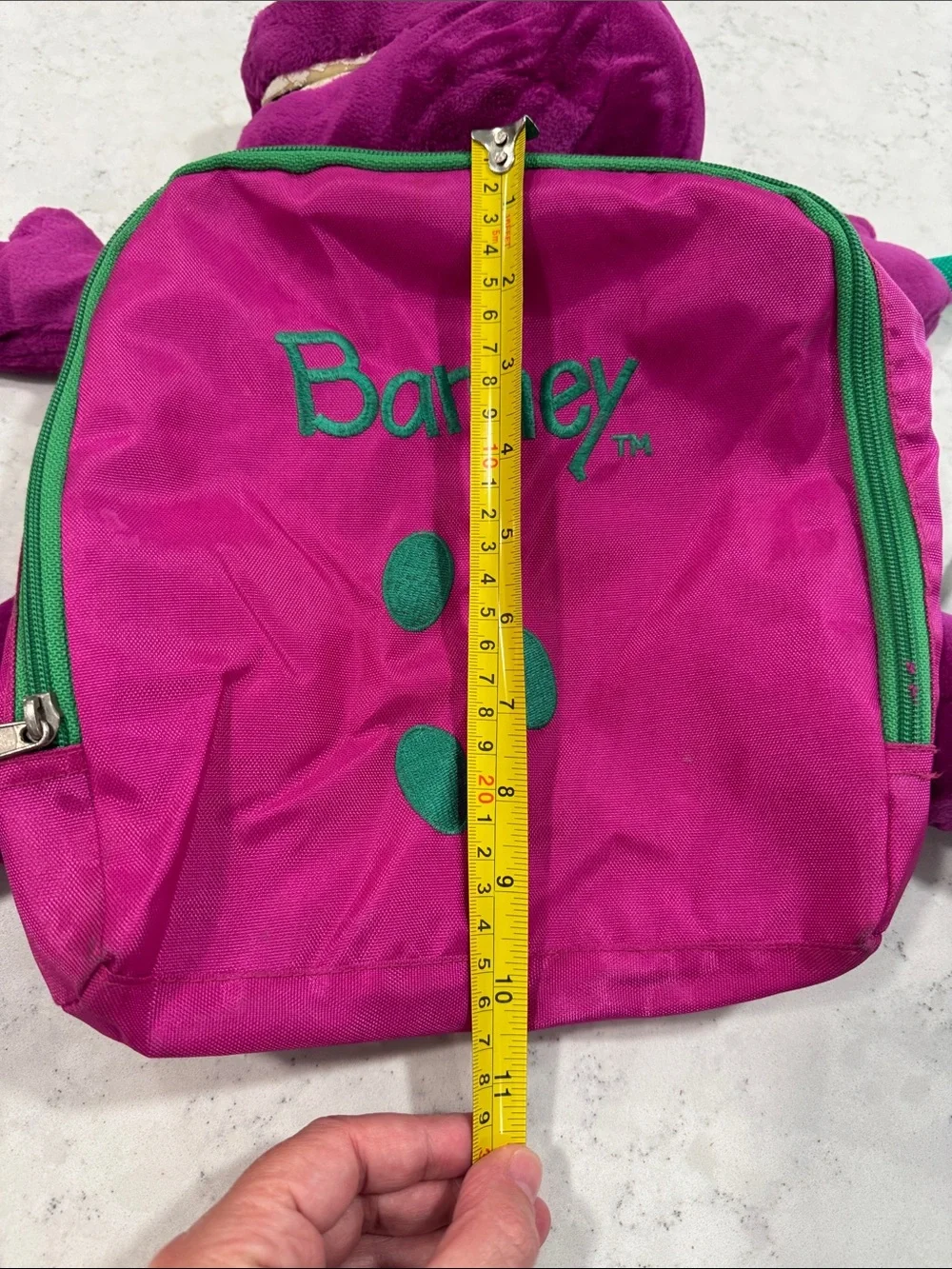Vintage Barney Purple Dinosaur Plush Character Mini Kids Backpack Purse Costume